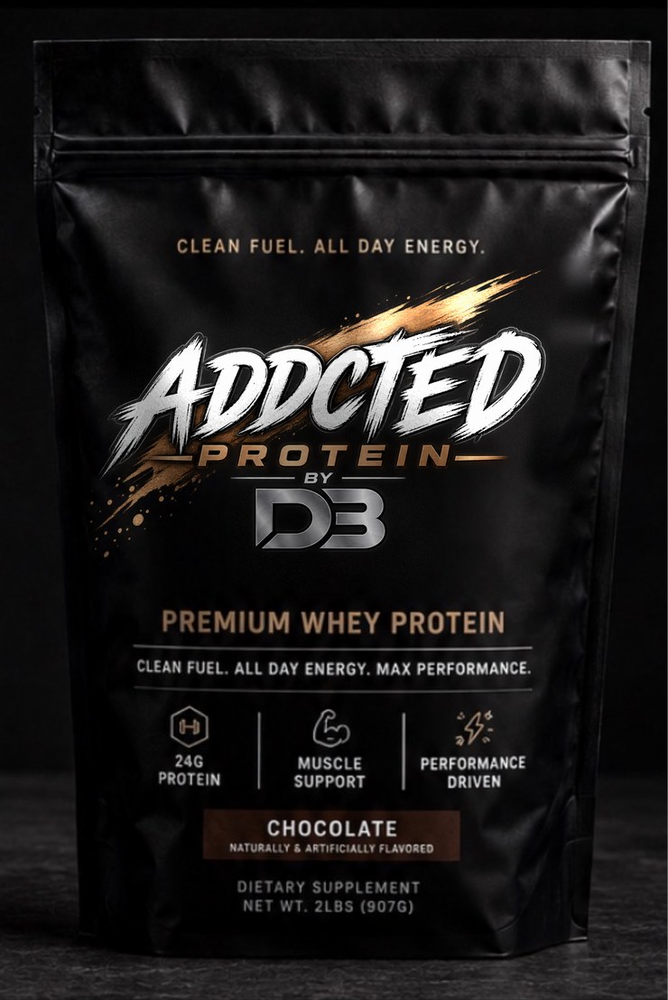 ADDCTED Protein by DB Premium Whey Protein, Chocolate, 2 lb pouch